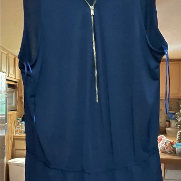 Ambiance Navy Blue Romper with Gold Zipper 3X - Picture 3 of 7